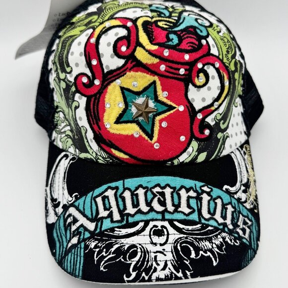 New Four Forty One Crystal Stud Embellished Aquarius Baseball Trucker Cap Hat main image 4